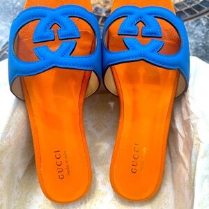 Gucci Sandals Orange and Blue